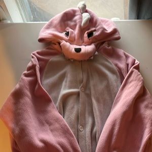 Pink dinosaur onesie